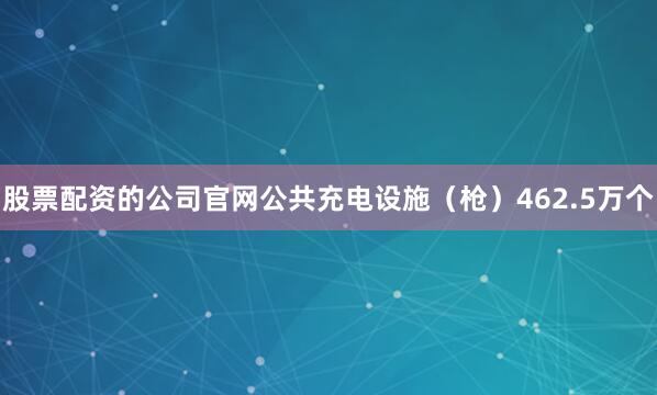 股票配资的公司官网公共充电设施（枪）462.5万个